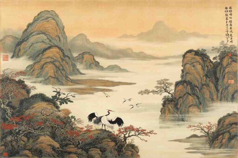 ancient chinese poetry landscape scroll