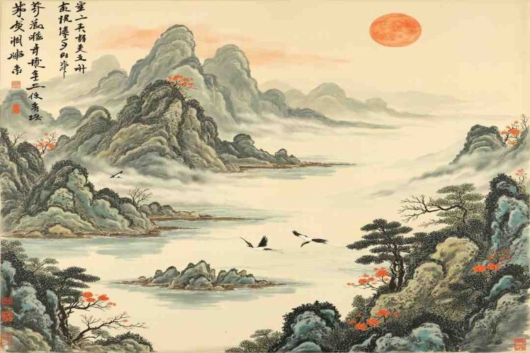 chinese poems landscape scroll