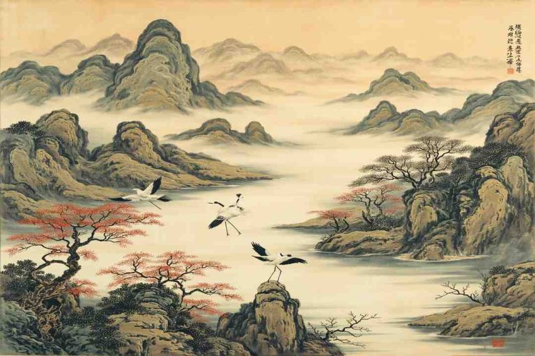famous chinese poems landscape scroll