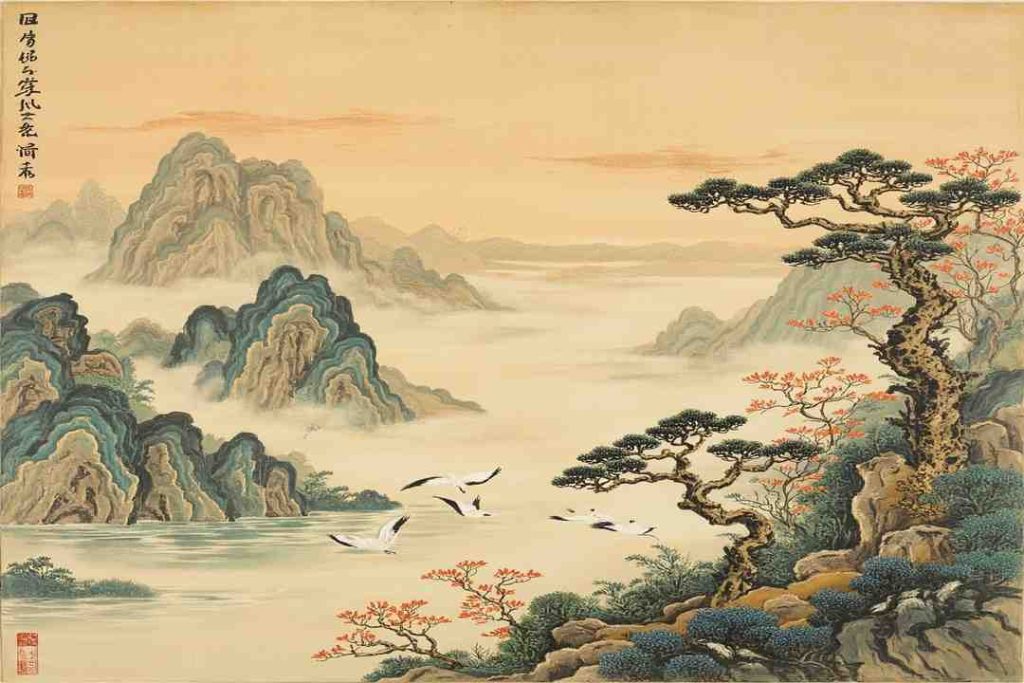 tang dynasty poets landscape scroll
