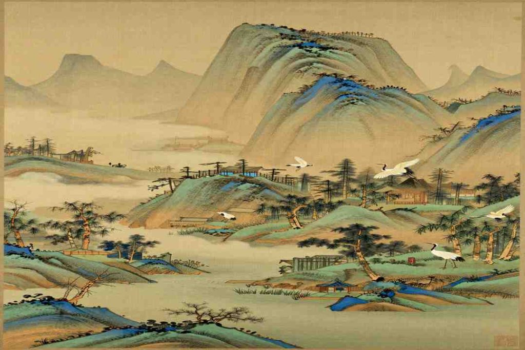 tang poets landscape scroll