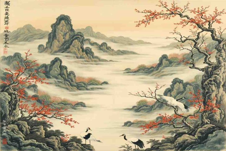 chinese poem translation landscape scroll