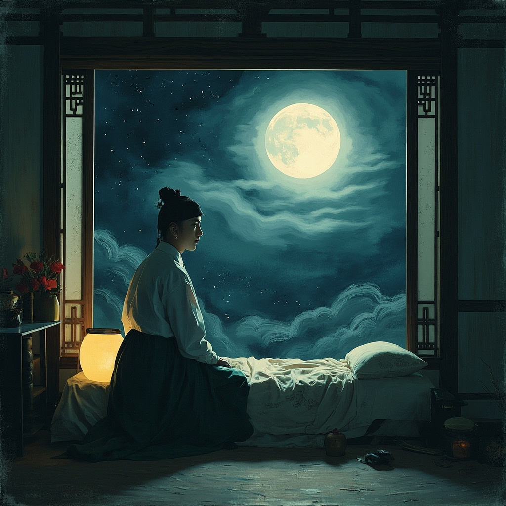 Li Bai Quiet Night Thought meaning moonlit traveler scene