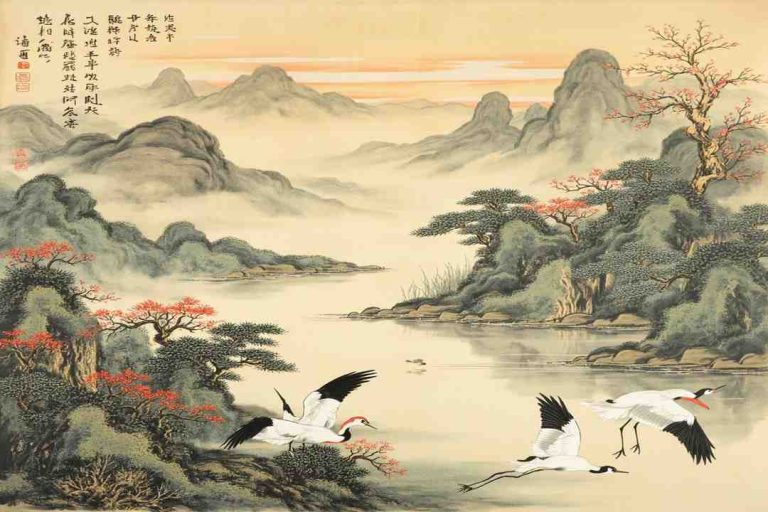 du fu poetry landscape scroll