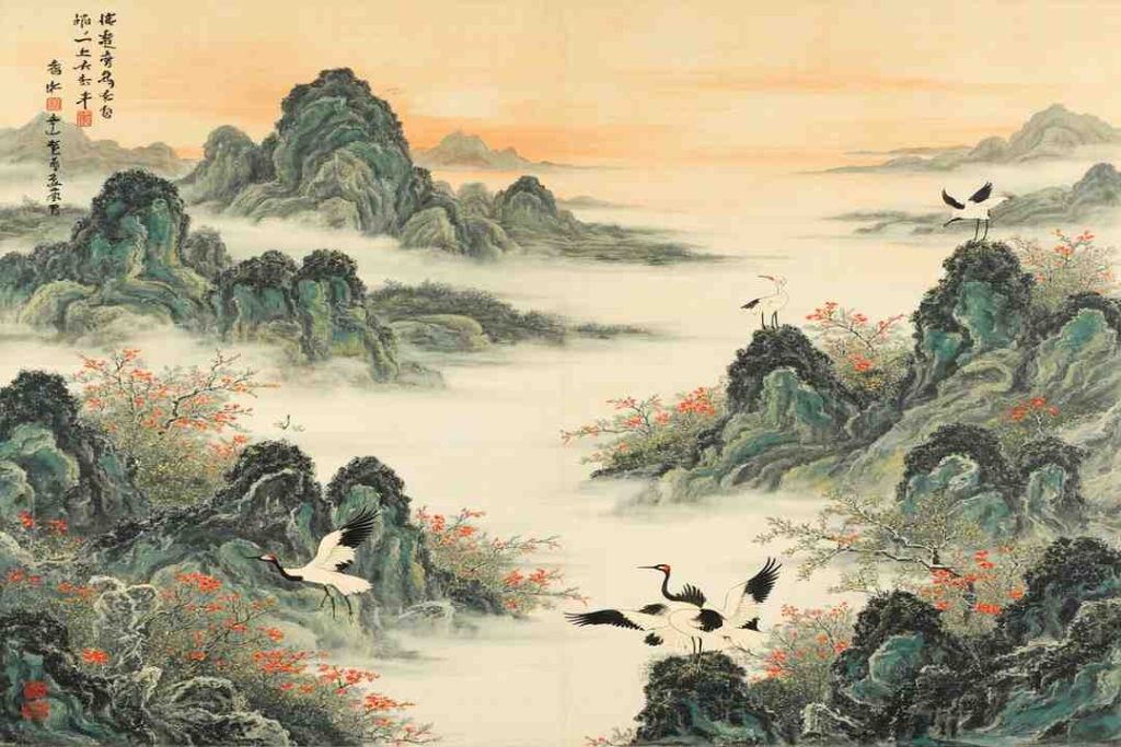 li bai poems landscape scroll