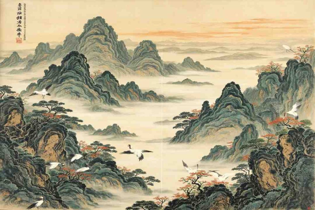li bai poetry landscape scroll