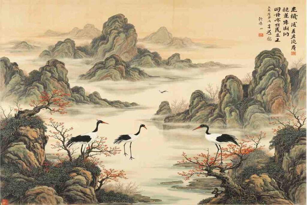 quiet night thought landscape scroll