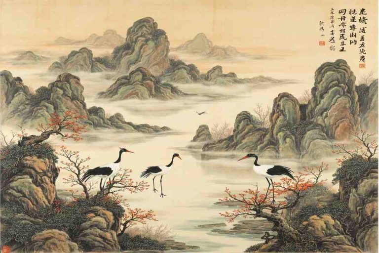 quiet night thought landscape scroll