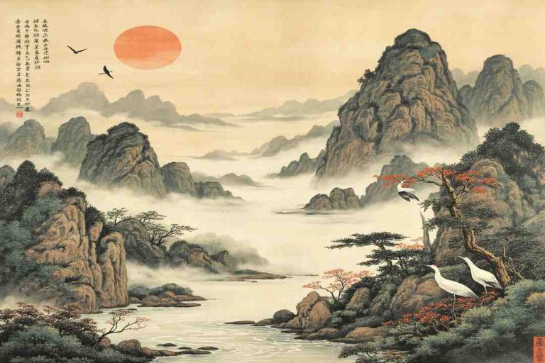 tang poems in english landscape scroll