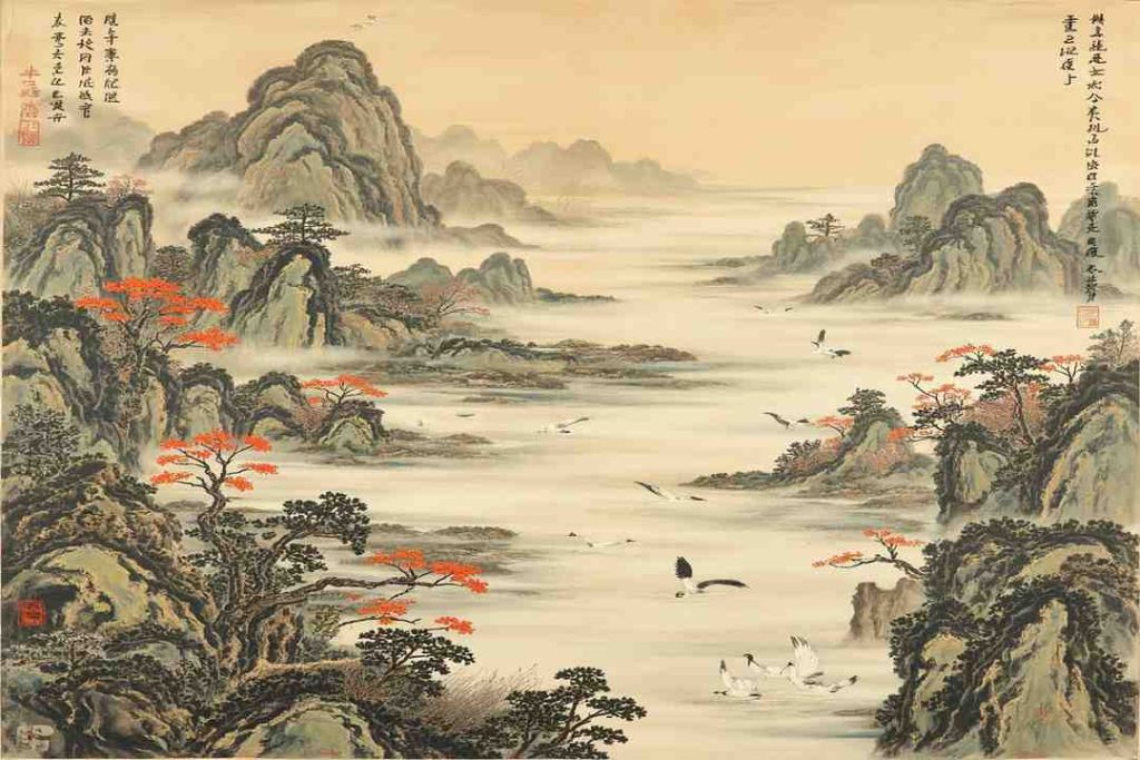 wang wei poems landscape scroll
