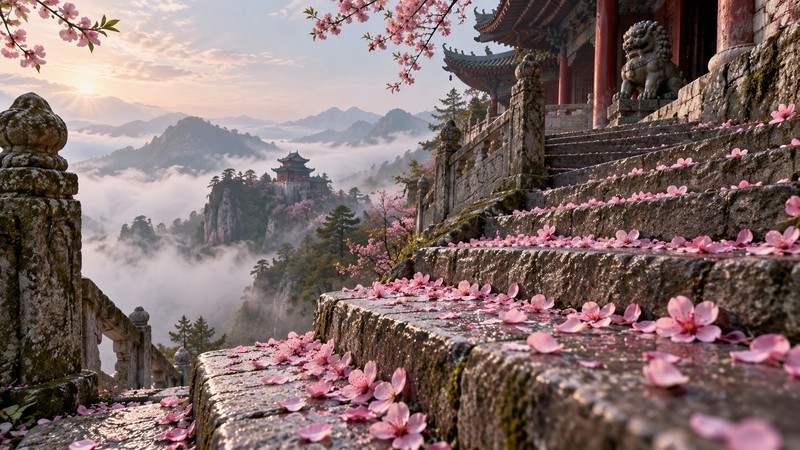 Key imagery and setting for Bai Juyi Peach Blossom at Dalin Temple Meaning: Season and Translation