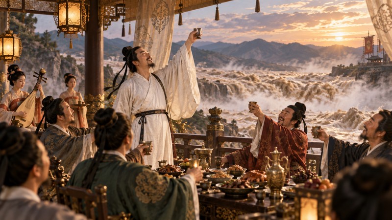 Main scene illustrating Li Bai Bring in the Wine Poem Meaning: Time, Wine, and Translation