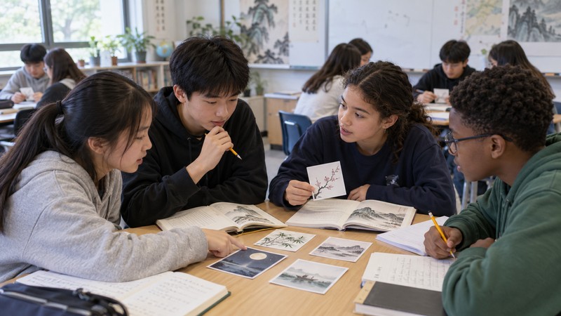 Chinese Poetry Worksheets: Theme, Poet, and Cultural Context - central imagery