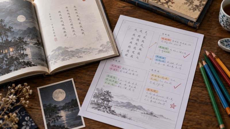 Chinese Poetry Worksheets: Theme, Poet, and Cultural Context - reading context