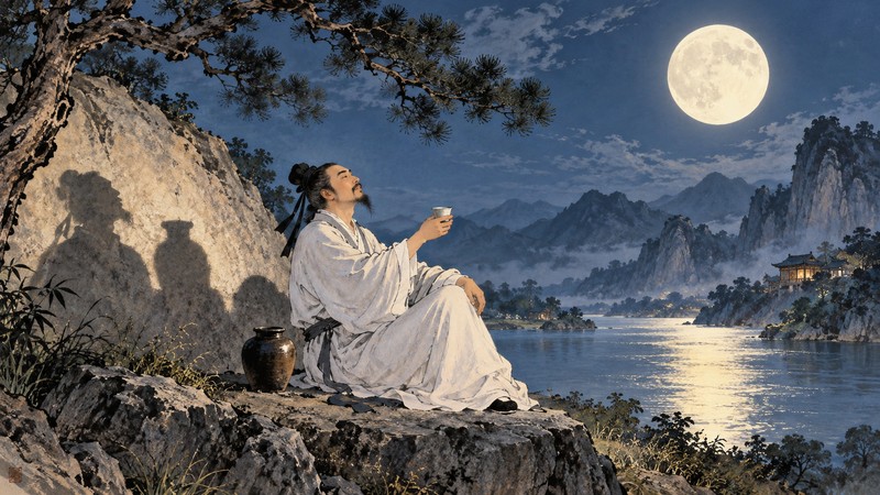 Drinking Alone By Moonlight Li Bai Meaning: Moon Image and Translation Notes - poem scene