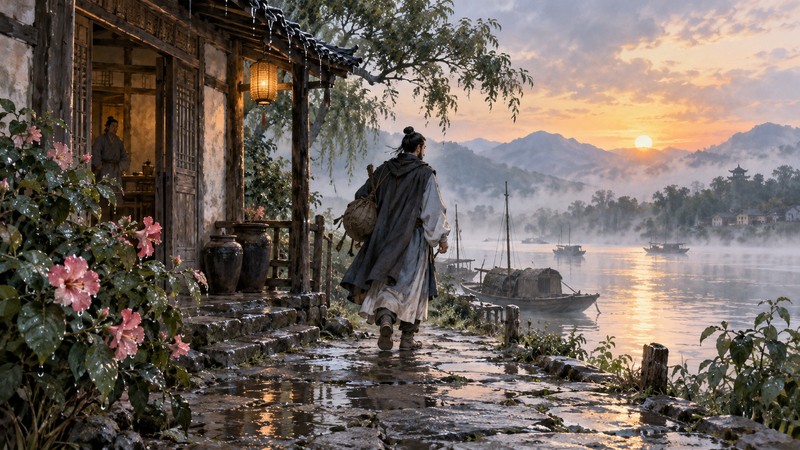 Wang Changling At Hibiscus Inn Poem Meaning: Farewell Image and Translation - poem scene