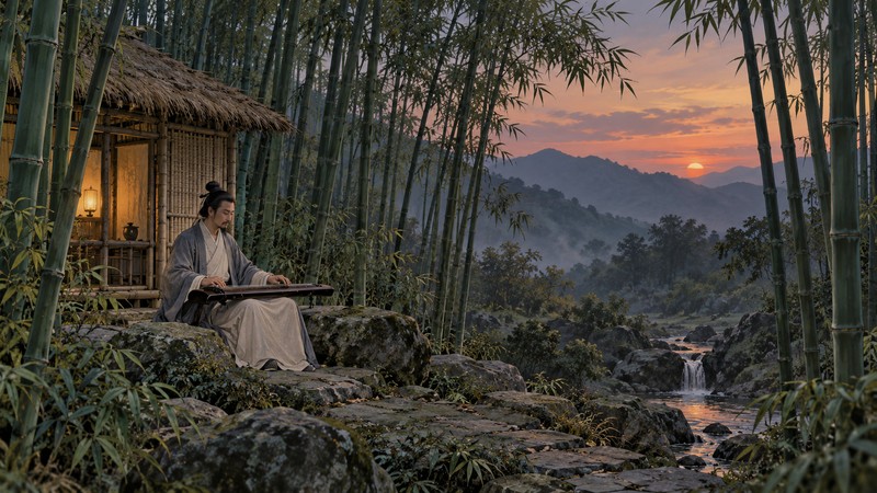 Wang Wei Bamboo Lodge Poem Meaning: Autumn Images and Translation Notes - poem scene