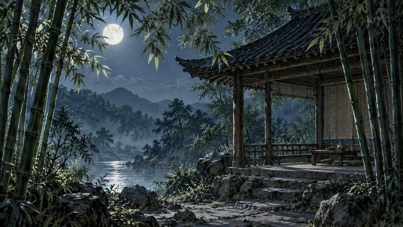 Wang Wei Bamboo Lodge Poem Meaning: Autumn Images and Translation Notes - central imagery
